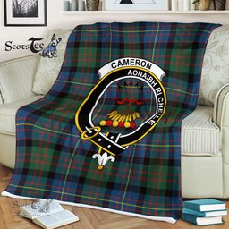 Plaid Blanket Cameron Of Erracht Ancient Clan Crest Badge Tartan Blanket Scottish Green Plaid Throw Blanket - Scotstee Shop