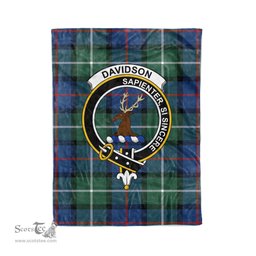 Plaid Blanket Davidson Of Tulloch Clan Crest Badge Tartan Blanket Scottish Green Plaid Throw Blanket - Scotstee Shop