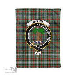 Plaid Blanket Bisset Clan Crest Badge Tartan Blanket Scottish Blue Plaid Throw Blanket Tartan Plaid Fleece Blanket