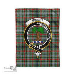 Plaid Blanket Bisset Clan Crest Badge Tartan Blanket Scottish Blue Plaid Throw Blanket Tartan Plaid Fleece Blanket
