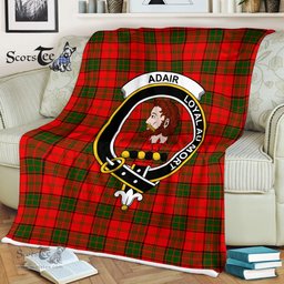 Plaid Blanket Adair Clan Crest Badge Tartan Blanket Scottish Red Plaid Throw Blanket Tartan Plaid Fleece Blanket