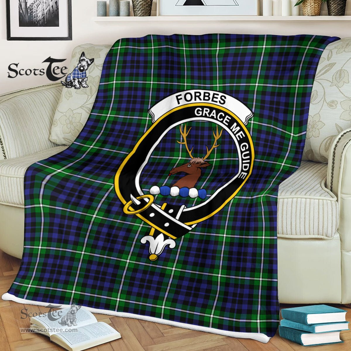 Plaid Blanket Forbes Lyon Court Clan Crest Badge Tartan Blanket Scottish Green Plaid Throw Blanket Tartan Plaid Fleece Blanket