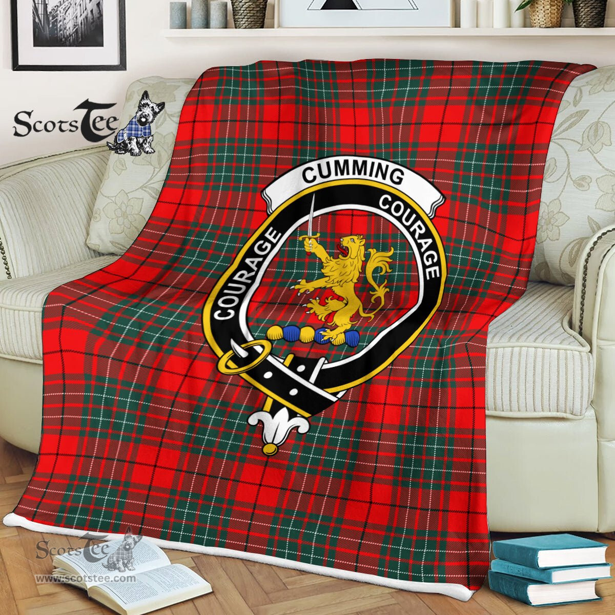 Plaid Blanket Cumming Modern Clan Crest Badge Tartan Blanket Scottish Green Plaid Throw Blanket Tartan Plaid Fleece Blanket