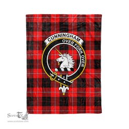 Plaid Blanket Cunningham Modern Clan Crest Badge Tartan Blanket Scottish Green Plaid Throw Blanket Tartan Plaid Fleece Blanket