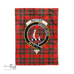 Plaid Blanket Butter Clan Crest Badge Tartan Blanket Scottish Blue Plaid Throw Blanket Tartan Plaid Fleece Blanket