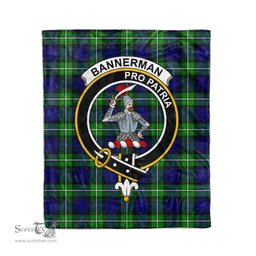 Plaid Blanket Bannerman Clan Crest Badge Tartan Blanket Scottish Blue Plaid Throw Blanket Tartan Plaid Fleece Blanket