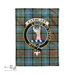 Plaid Blanket Cathcart Clan Crest Badge Tartan Blanket Scottish Green Plaid Throw Blanket Tartan Plaid Fleece Blanket