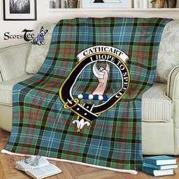 Plaid Blanket Cathcart Clan Crest Badge Tartan Blanket Scottish Green Plaid Throw Blanket Tartan Plaid Fleece Blanket