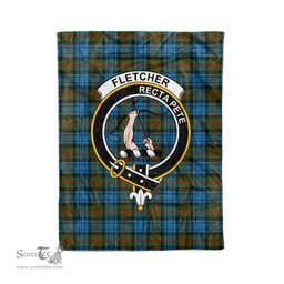 Plaid Blanket Fletcher Of Dunan Clan Crest Badge Tartan Blanket Scottish Green Plaid Throw Blanket Tartan Plaid Fleece Blanket
