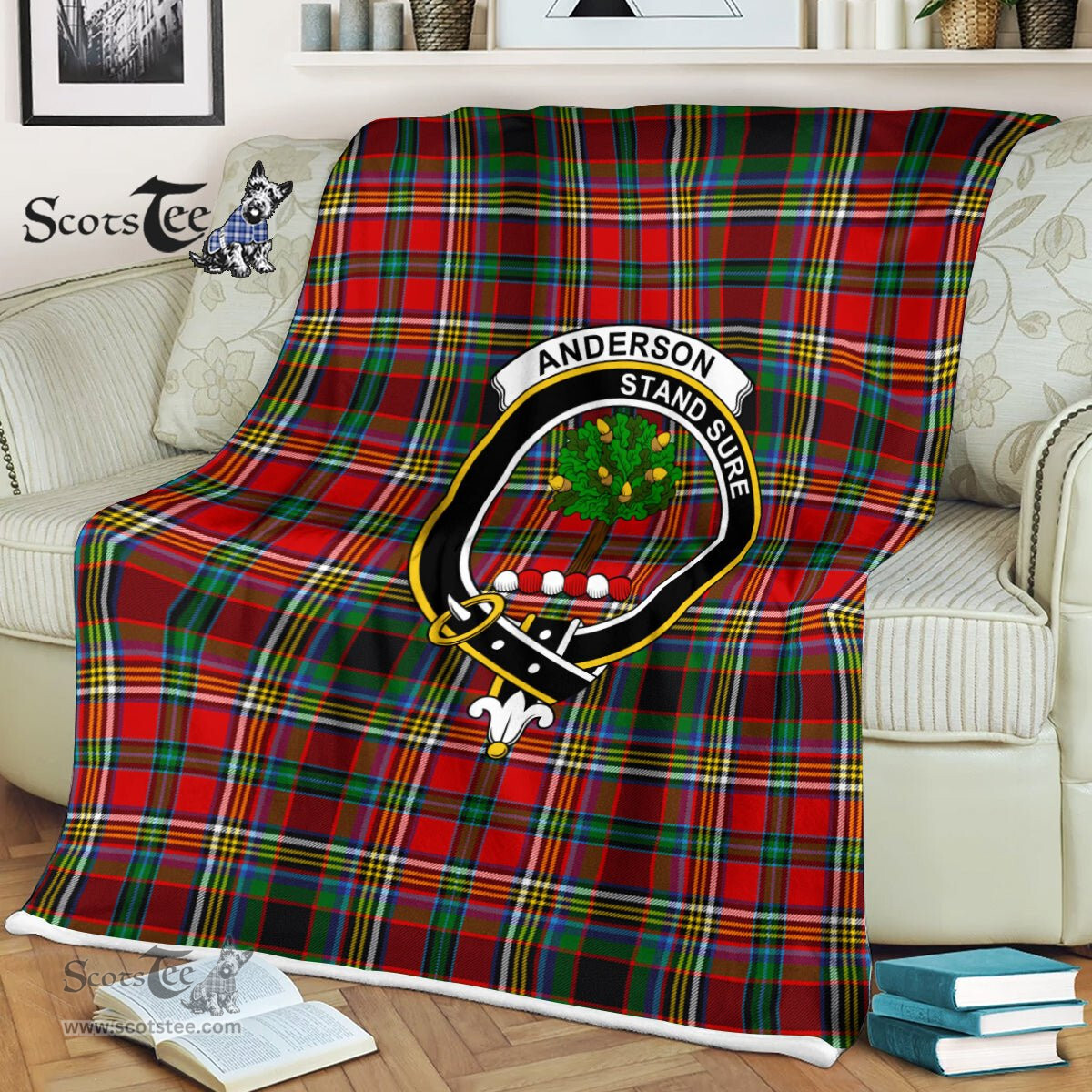 Anderson Tartan Plaid Blanket Anderson Of Arbrake Clan Crest Badge Tartan Blanket Scottish Tartan Plaid Fleece Blanket