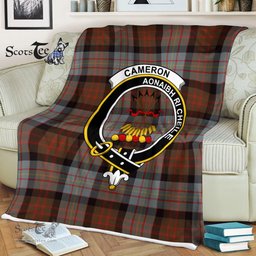 Plaid Blanket Cameron Of Erracht Weathered Clan Crest Badge Tartan Blanket Scottish Green Plaid Throw Blanket - Scotstee Shop