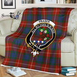 Plaid Blanket Fraser Ancient Clan Crest Badge Tartan Blanket Scottish Green Plaid Throw Blanket Tartan Plaid Fleece Blanket
