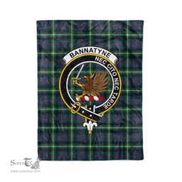 Plaid Blanket Bannatyne Clan Crest Badge Tartan Blanket Scottish Blue Plaid Throw Blanket Tartan Plaid Fleece Blanket