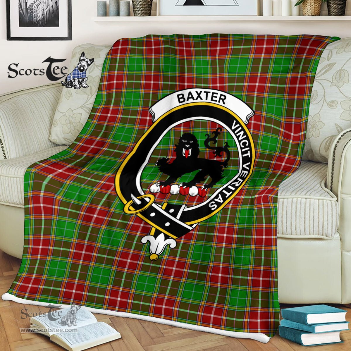 Plaid Blanket Baxter Modern Clan Crest Badge Tartan Blanket Scottish Blue Plaid Throw Blanket Tartan Plaid Fleece Blanket
