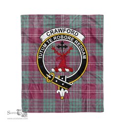 Plaid Blanket Crawford Ancient Clan Crest Badge Tartan Blanket Scottish Green Plaid Throw Blanket Tartan Plaid Fleece Blanket