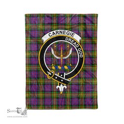 Plaid Blanket Carnegie Clan Crest Badge Tartan Blanket Scottish Green Plaid Throw Blanket Tartan Plaid Fleece Blanket