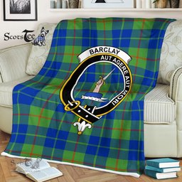 Plaid Blanket Barclay Hunting Ancient Clan Crest Badge Tartan Blanket Scottish Blue Plaid Throw Blanket - Scotstee Shop