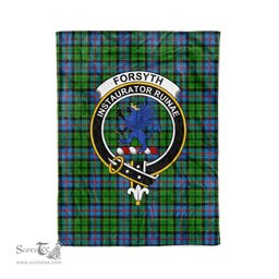 Plaid Blanket Forsyth Clan Crest Badge Tartan Blanket Scottish Green Plaid Throw Blanket Tartan Plaid Fleece Blanket