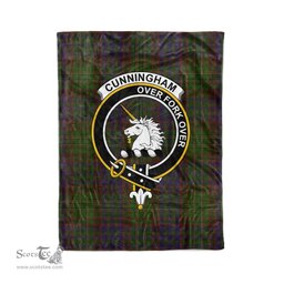 Plaid Blanket Cunningham Hunting Modern Clan Crest Badge Tartan Blanket Scottish Green Plaid Throw Blanket - Scotstee Shop