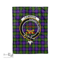 Plaid Blanket Cameron Clan Crest Badge Tartan Blanket Scottish Green Plaid Throw Blanket Tartan Plaid Fleece Blanket