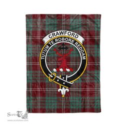 Plaid Blanket Crawford Modern Clan Crest Badge Tartan Blanket Scottish Green Plaid Throw Blanket Tartan Plaid Fleece Blanket