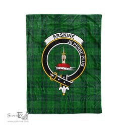 Plaid Blanket Erskine Hunting Clan Crest Badge Tartan Blanket Scottish Green Plaid Throw Blanket - Scotstee Shop