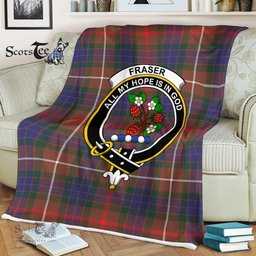 Plaid Blanket Fraser Hunting Modern Clan Crest Badge Tartan Blanket Scottish Green Plaid Throw Blanket - Scotstee Shop