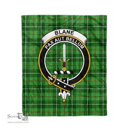 Plaid Blanket Blane Clan Crest Badge Tartan Blanket Scottish Blue Plaid Throw Blanket Tartan Plaid Fleece Blanket