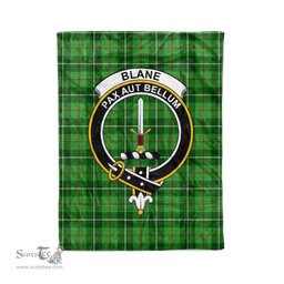 Plaid Blanket Blane Clan Crest Badge Tartan Blanket Scottish Blue Plaid Throw Blanket Tartan Plaid Fleece Blanket