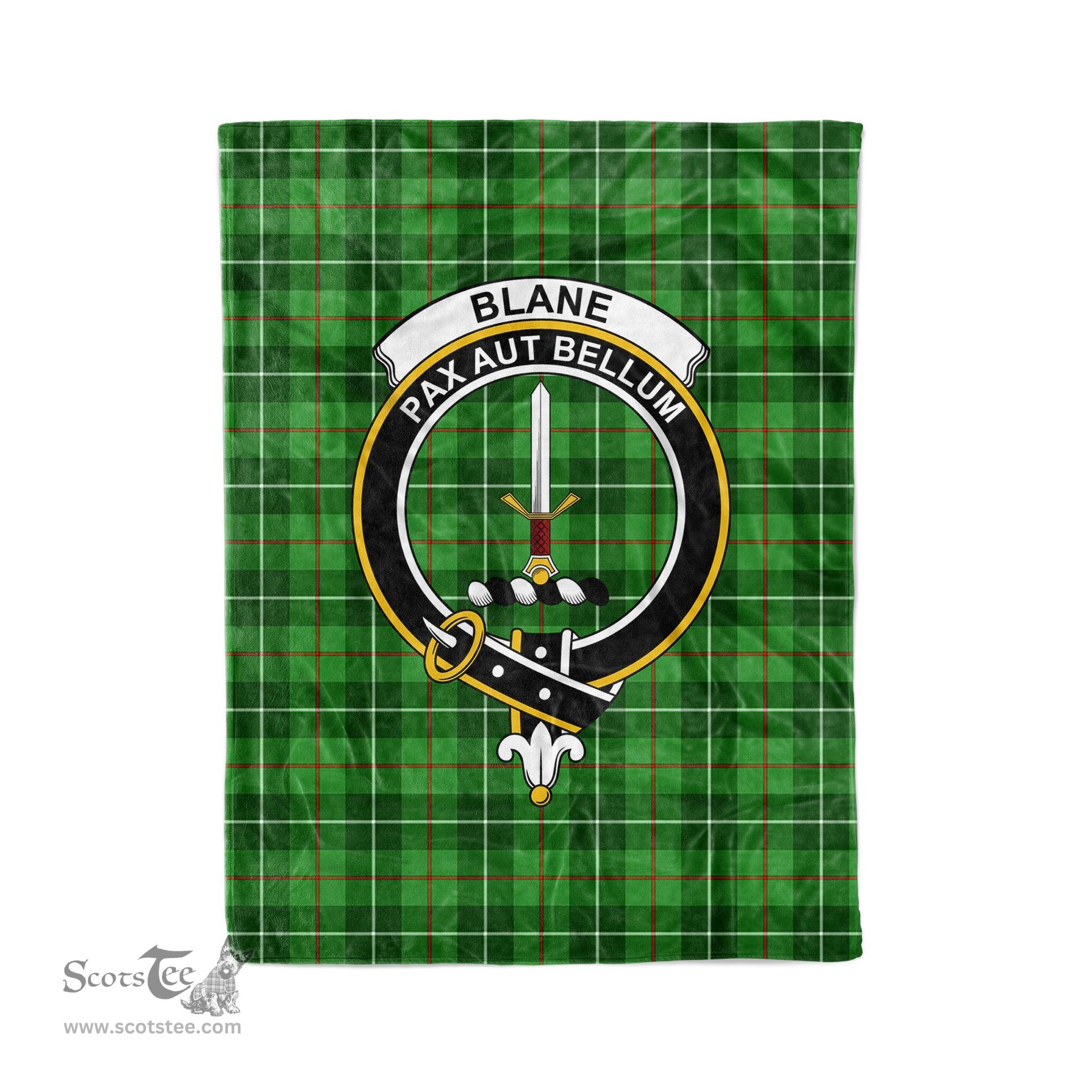 Plaid Blanket Blane Clan Crest Badge Tartan Blanket Scottish Blue Plaid Throw Blanket Tartan Plaid Fleece Blanket