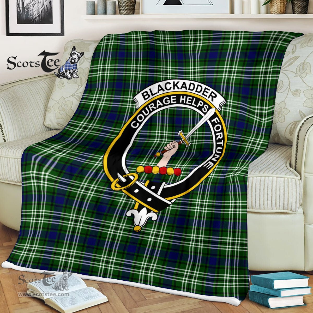 Plaid Blanket Blackadder Clan Crest Badge Tartan Blanket Scottish Blue Plaid Throw Blanket Tartan Plaid Fleece Blanket