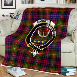 Plaid Blanket Carnegie Modern Clan Crest Badge Tartan Blanket Scottish Green Plaid Throw Blanket Tartan Plaid Fleece Blanket