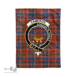Plaid Blanket Cameron Of Lochiel Ancient Clan Crest Badge Tartan Blanket Scottish Green Plaid Throw Blanket - Scotstee Shop