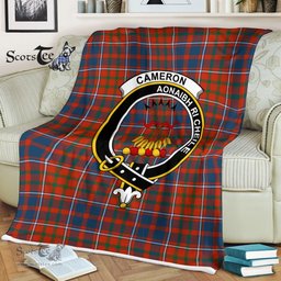 Plaid Blanket Cameron Of Lochiel Ancient Clan Crest Badge Tartan Blanket Scottish Green Plaid Throw Blanket - Scotstee Shop
