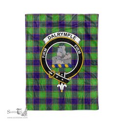 Plaid Blanket Dalrymple Clan Crest Badge Tartan Blanket Scottish Green Plaid Throw Blanket Tartan Plaid Fleece Blanket