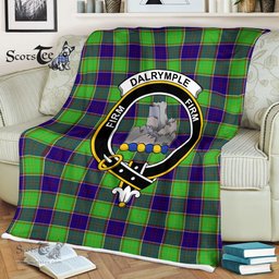 Plaid Blanket Dalrymple Clan Crest Badge Tartan Blanket Scottish Green Plaid Throw Blanket Tartan Plaid Fleece Blanket