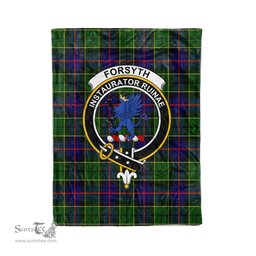 Plaid Blanket Forsyth Modern Clan Crest Badge Tartan Blanket Scottish Green Plaid Throw Blanket Tartan Plaid Fleece Blanket