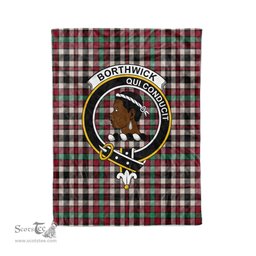 Plaid Blanket Borthwick Ancient Clan Crest Badge Tartan Blanket Scottish Blue Plaid Throw Blanket Tartan Plaid Fleece Blanket
