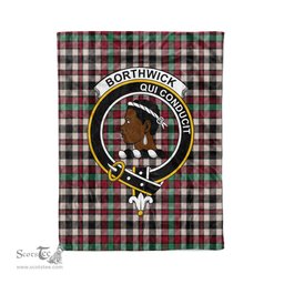 Plaid Blanket Borthwick Ancient Clan Crest Badge Tartan Blanket Scottish Blue Plaid Throw Blanket Tartan Plaid Fleece Blanket