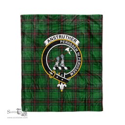 Plaid Blanket Anstruther Hunting Clan Crest Badge Tartan Blanket Scottish Green Plaid Throw Blanket - Scotstee Shop