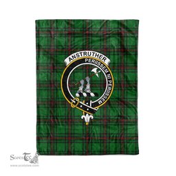 Plaid Blanket Anstruther Hunting Clan Crest Badge Tartan Blanket Scottish Green Plaid Throw Blanket - Scotstee Shop