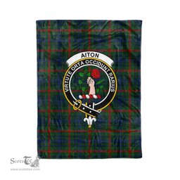 Plaid Blanket Aiton Hunting Clan Crest Badge Tartan Blanket Scottish Green Plaid Throw Blanket Tartan Plaid Fleece Blanket