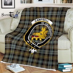 Plaid Blanket Campbell Argyll Weathered Clan Crest Badge Tartan Blanket Scottish Green Plaid Throw Blanket - Scotstee Shop