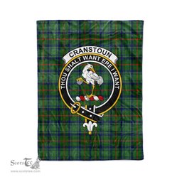 Plaid Blanket Cranstoun Modern Clan Crest Badge Tartan Blanket Scottish Green Plaid Throw Blanket Tartan Plaid Fleece Blanket