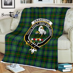 Plaid Blanket Cranstoun Modern Clan Crest Badge Tartan Blanket Scottish Green Plaid Throw Blanket Tartan Plaid Fleece Blanket