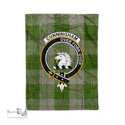 Plaid Blanket Cunningham Dress Green Dancers Clan Crest Badge Tartan Blanket Scottish Green Plaid Throw Blanket - Scotstee Shop