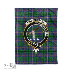 Plaid Blanket Carmichael Clan Crest Badge Tartan Blanket Scottish Green Plaid Throw Blanket Tartan Plaid Fleece Blanket