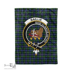 Plaid Blanket Baillie Hunting Clan Crest Badge Tartan Blanket Scottish Blue Plaid Throw Blanket Tartan Plaid Fleece Blanket