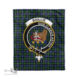 Plaid Blanket Baillie Hunting Clan Crest Badge Tartan Blanket Scottish Blue Plaid Throw Blanket Tartan Plaid Fleece Blanket