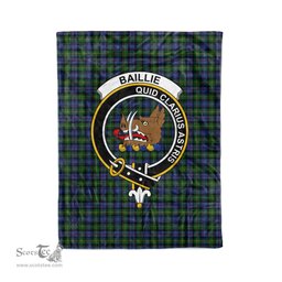 Plaid Blanket Baillie Hunting Clan Crest Badge Tartan Blanket Scottish Blue Plaid Throw Blanket Tartan Plaid Fleece Blanket